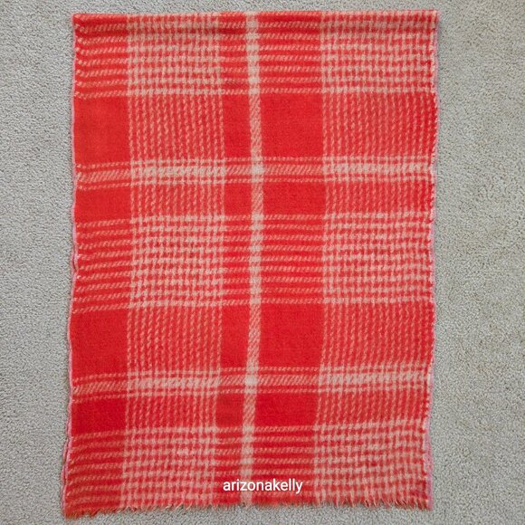 Wool Houndstooth Orange Scarf - Picture 4 of 10